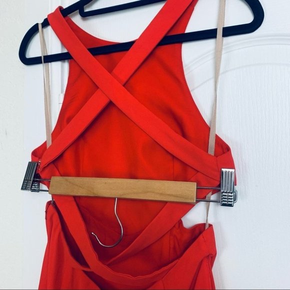 NWT Fame and Partners Axis Dress Criss Cross Open Back Cutout Maxi Gown 2 XS Red - Picture 5 of 12